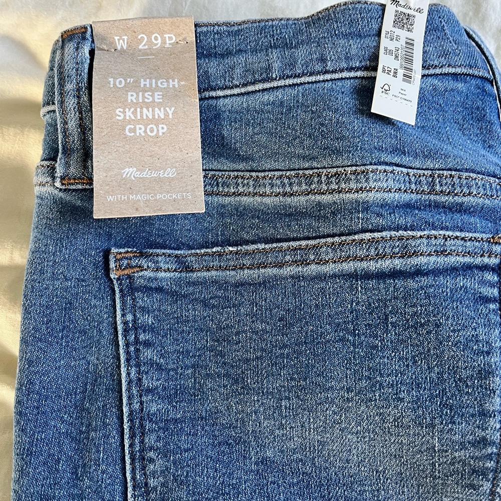Madewell 10” high-rise skinny crop jeans, size 29 petite